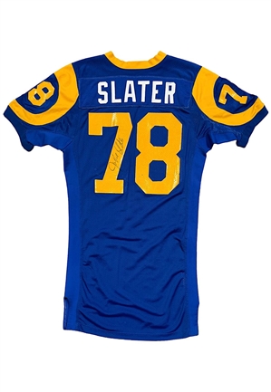 1986 Jack Slater Los Angeles Rams Game-Used & Autographed Jersey (Custom Neck & Multiple Repairs)