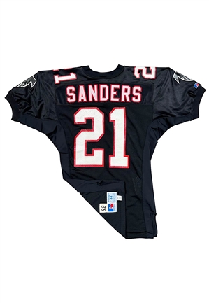 1992 Deion Sanders Atlanta Falcons Game-Used & Autographed Jersey (Sourced From Teammate • NFL Kickoff Return Yards Leader)