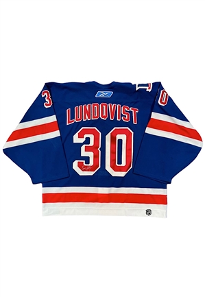 1/24/2008 Henrik Lundqvist NY Rangers Game-Used Brian Leetch Night Jersey (Steiner • Signed by Leetch)