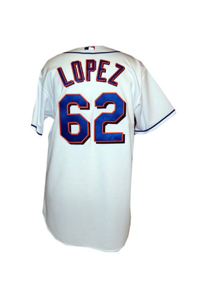 Jose Lopez #62 2007 Game Used Spring Training White Alternate Jersey (Mets-Steiner LOA)