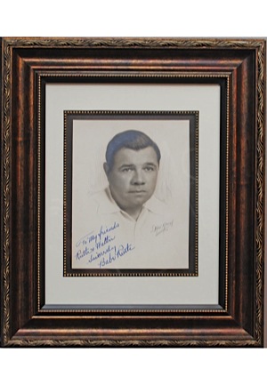 Magnificent Babe Ruth Signed Artist Rendering (Full JSA • Ruth Signed Twice)