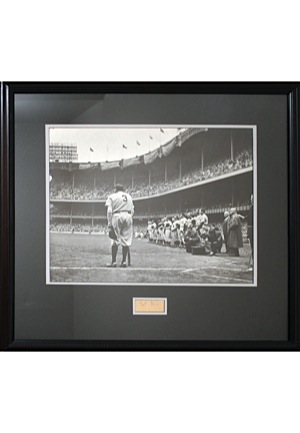 Babe Ruth “The Babe Bows Out” Framed Photo From Original Negative with Nat Fein Autographed Cut (JSA • Nat Fein Estate LOA)