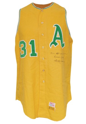 1967 Reggie Jackson Rookie Kansas City Athletics Game-Used & Autographed Home Flannel Vest (JSA)