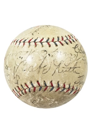 1920s Hall of Famers Multi-Signed Baseball with Ruth, Cobb & Johnson (JSA)