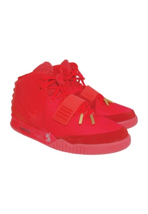 Original Nike Air Yeezy 2 "Red October" Sneakers Autographed by Kanye West (Full JSA)