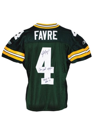 10/14/2007 Brett Favre Green Bay Packers Game-Used & Autographed Home Jersey (JSA • Favre LOA • Photo & Video Match • Photos of Him Signing)