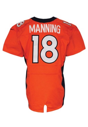 12/12/2013 Peyton Manning Denver Broncos Game-Used Road Jersey (Photomatch • Unwashed • Broncos LOA • Panini LOA)