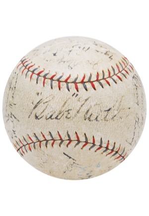1928 New York Yankees Team-Signed Baseball (JSA • PSA/DNA • Championship Season • 28 Sigs & 8 HoFers)