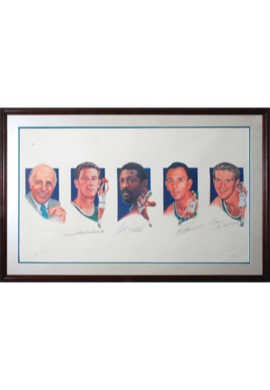 Framed Boston Celtics Legacy Multi-Signed Limited Edition Lithograph with Auerbach, Havlicek, Russell, Cousy & Heinsohn (JSA)