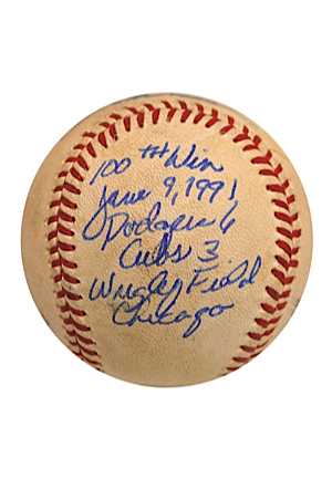 6/9/1991 Orel Hershiser LA Dodgers 100th Career Win Game-Used & Autographed Baseballs (6)(JSA • Hershiser LOA)