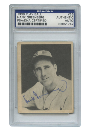 1939 Hank Greenberg Play Ball #56 Autographed Encapsulated Card (JSA • PSA/DNA)