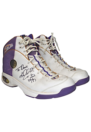 Circa 1990 Karl Malone Utah Jazz Game-Used & Autographed Sneakers (JSA • Ball Boy LOA)