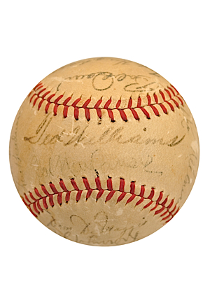 1942 American League All-Star Team-Signed Baseball Including Ted Williams and Joe DiMaggio (JSA)