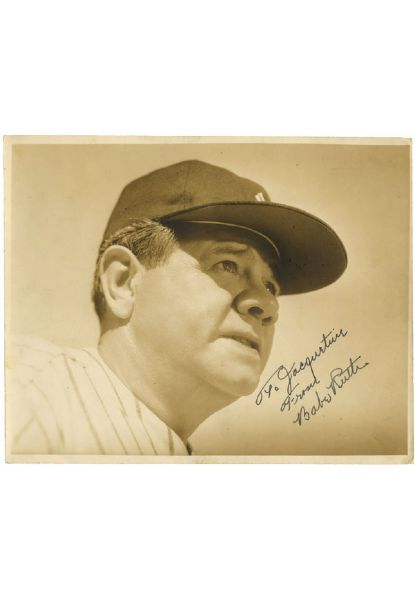 Beautiful Babe Ruth Signed 8" x 10" Type 1 Sepia Photograph (Full JSA LOA • Family Provenance)