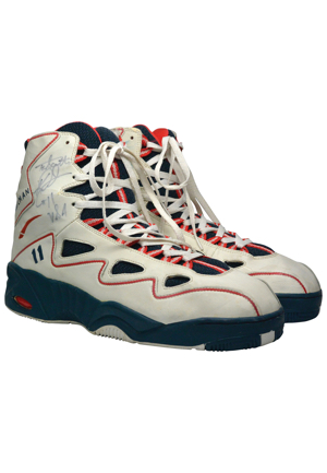 1996 Karl Malone United States Mens Olympic Basketball "Dream Team II" Game-Used & Autographed Sneakers (JSA)