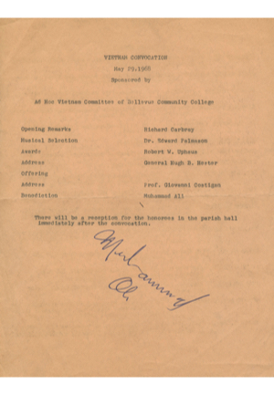 5/29/1969 Vietnam Convocation Program Autographed By Muhammad Ali (JSA • Benediction Speaker)