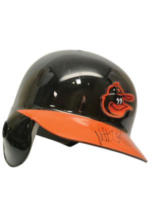 8/13/2010 Matt Wieters Baltimore Orioles Game-Used & Autographed Throwback Road Batting Helmet (JSA • MLB Hologram)