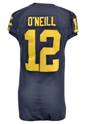 10/17/2015 Blake ONeill Michigan Wolverines Game-Used Home Jersey (Photo-Matched • Epic Rivalry Game Collapse • Michigan Hands Game To Michigan State On Last Play)