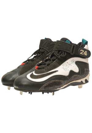 1996 Ken Griffey Jr. Seattle Mariners Game-Used & Autographed Cleats (JSA • Mill Creek COA • Apparent Photo-Match To Career HR No. 208 On 6/4/1996)