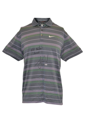 4/8/2010 Tiger Woods The Masters Tournament-Worn & Autographed Round 1 Thursday Polo (PSA/DNA • Upper Deck COA • Photo-Matched)