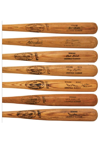 1960s-80s Baltimore Orioles Game-Used Bats — Jim Gentile, Mike Cuellar, Bob Grich, Doug DeCinces, Kenny Singleton & Paul Blair x2 (7)(JSA • PSA/DNA Pre-Cert)