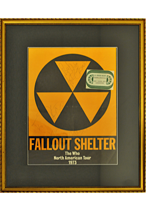 1973 "The Who" "Fallout Shelter" North American Tour Autographed Framed On Site Poster With Guest Seating Pass (JSA)