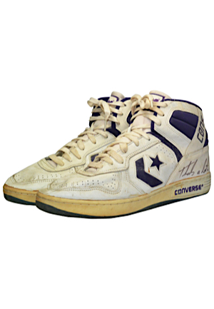 Karl Malone Utah Jazz Game-Used & Dual Autographed Sneakers (JSA • Sourced From Former NBA Ball Boy)
