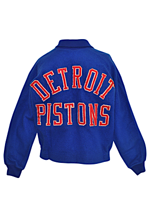 Circa 1961 George Lee Detroit Pistons Player-Worn Fleece Warm-Up Jacket (Rare Style With Player Name Sewn In)