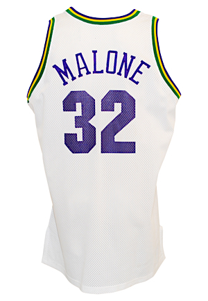1993-94 Karl Malone Utah Jazz Game-Used Home Jersey (Lelands Documentation)