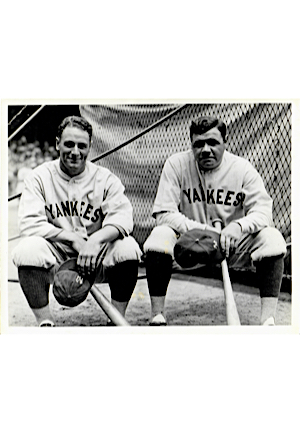 1927 10x8 Louis Van Oeyen Type Two B&W Photo Depicting Babe Ruth & Lou Gehrig (Van Oeyen Stamp • PSA/DNA)