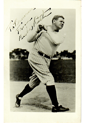 Babe Ruth Single-Signed & Inscribed B&W Post Card (JSA • PSA/DNA)