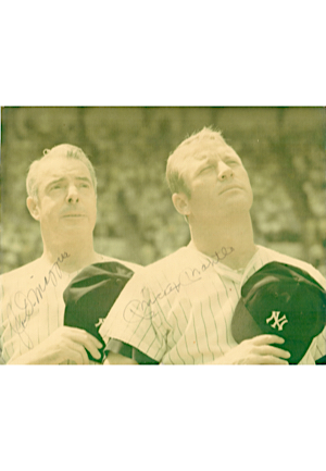 Mickey Mantle & Joe DiMaggio New York Yankees Dual-Signed 8x10 Photo (JSA • Yankee Employee LOA)