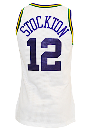1993-94 John Stockton Utah Jazz Game-Used Home Jersey