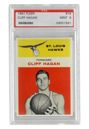 1961 Fleer Cliff Hagan #18 (PSA Graded Mint 9)