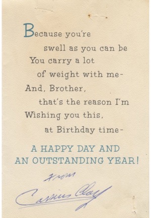 Vintage Cassius Clay Signed Birthday Card (Full JSA LOA • Sourced From The Paloger Collection)
