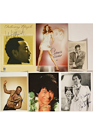 Autographed Full Color & B&W Photos Of Artists Including Don Ho, Celine Dion, John Legend, Nat King Cole & Others (6)(JSA)
