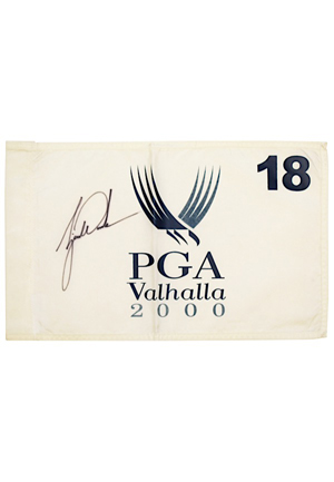 2000 Tiger Woods Autographed PGA Championship Valhalla 18th Hole Flag (JSA)