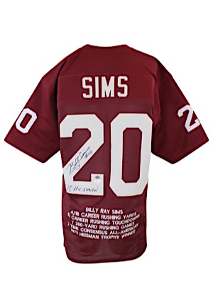 Billy Sims Oklahoma Sooners Autographed & Inscribed Display Jersey (JSA)