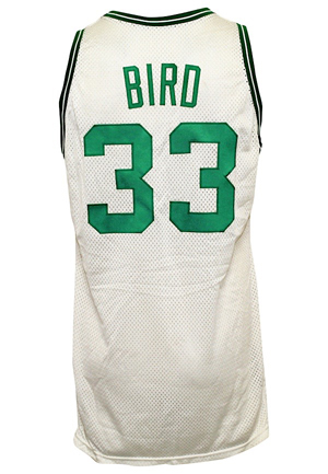 1988 Larry Bird Boston Celtics Game-Used NBA Playoff Jersey (JSA • Celtics Switch To Mesh For The Playoffs • Tremendous Use)
