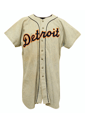 1953 Bob Swift Detroit Tigers Coaches Worn Road Flannel Jersey (Graded 10)