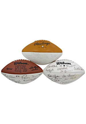NFL Hall Of Famers & Stars Multi-Signed White Panel Footballs (3)
