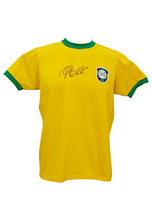 Pele Brazil Autographed "CBD" Soccer Jerseys, Oversized Photos & Print (9)(PSA/DNA COAs)