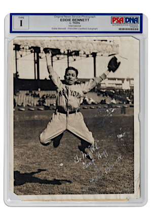 Circa 1920s Eddie Bennett New York Yankees Autographed Type 1 Photo (PSA/DNA)