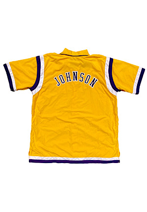 1995-96 Magic Johnson LA Lakers Player Worn Warm-Up Jacket (D.C. Sports • Final Season)