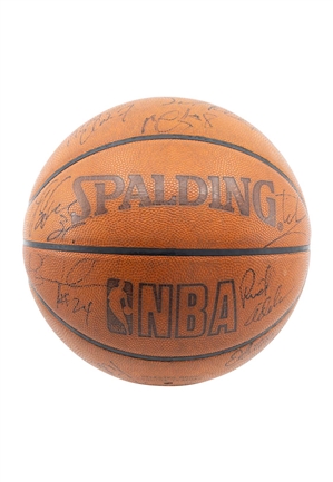 4/30/2002 Jazz vs Kings Stockton & Malones Final Career Game-Used & Kings Team Signed Basketball (MeiGray Photo-Matched)