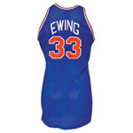 1985-86 Patrick Ewing Rookie New York Knicks Game-Used Road Uniform (2)(Photomatch • Pounded • RoY Season • BBHoF LOA)