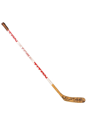 1983 Wayne Gretzky Edmonton Oilers 1983 Stanley Cup Finals Game-Used & Autographed Stick (Sourced From NHL Head Trainer)