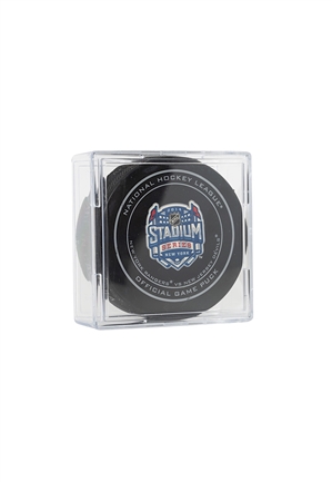 1/26/2014 NHL Stadium Series First Puck Dropped Game-Used Puck (Yankee Stadium • MeiGray)