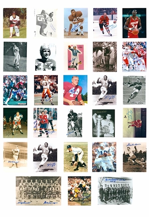 Signed Photo Lot of Hall Of Famers & Stars (28)(Brown, Graham, Hull, Carew & Others)