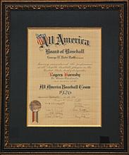 9/10/1926 Rogers Hornsby All America Baseball Team Award Signed by the Chairman "George H." Babe Ruth (JSA)